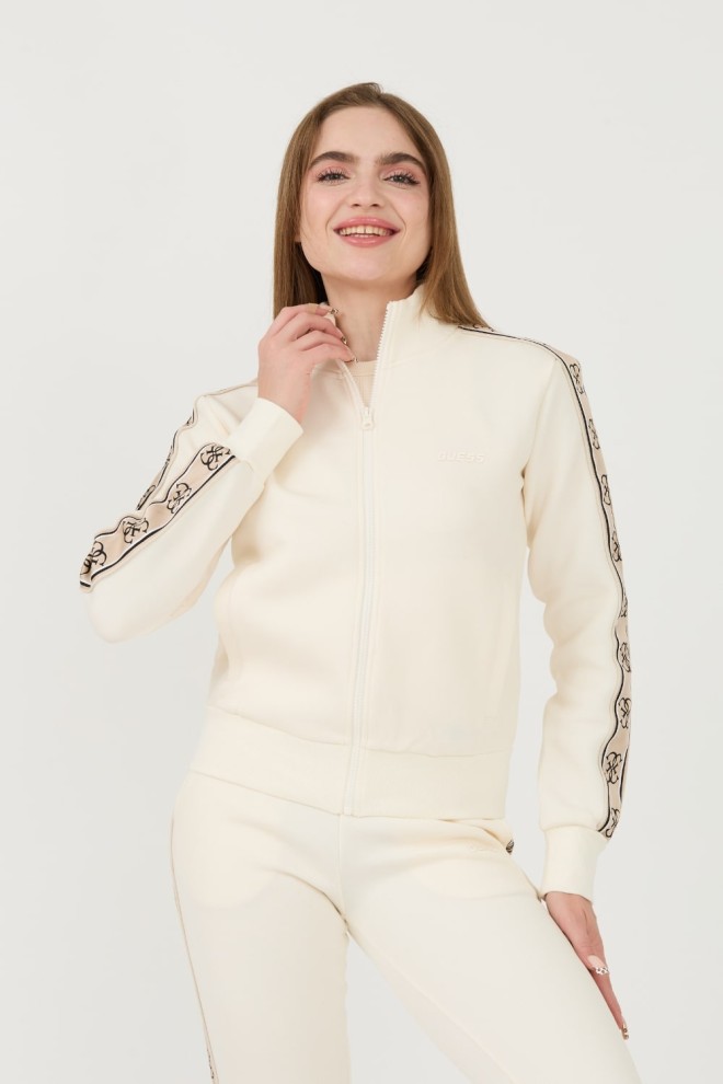 Hanorac cu fermoar complet GUESS Britney bej pentru femei