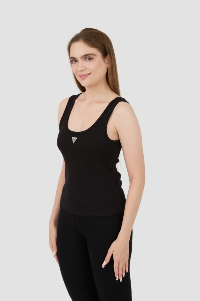 GUESS Black Ribbed Knit Tank Top