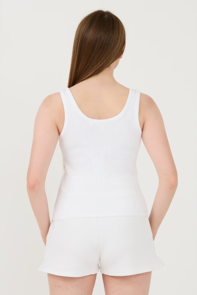 GUESS Biały top Ribbed Knit Tank