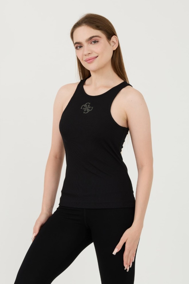 GUESS Black Round Nk Guendalina Top