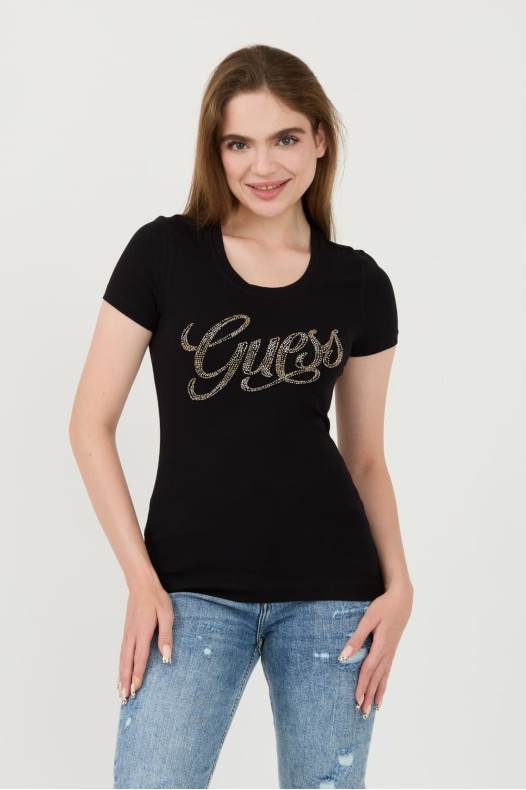 GUESS Tricou negru Script...