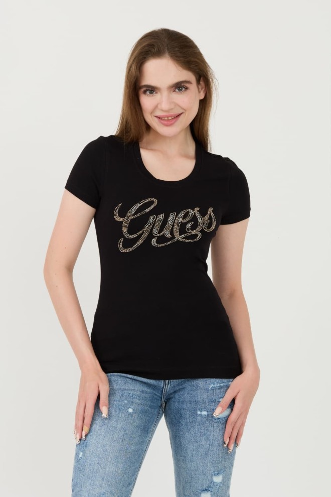GUESS Tricou negru Script pentru femei