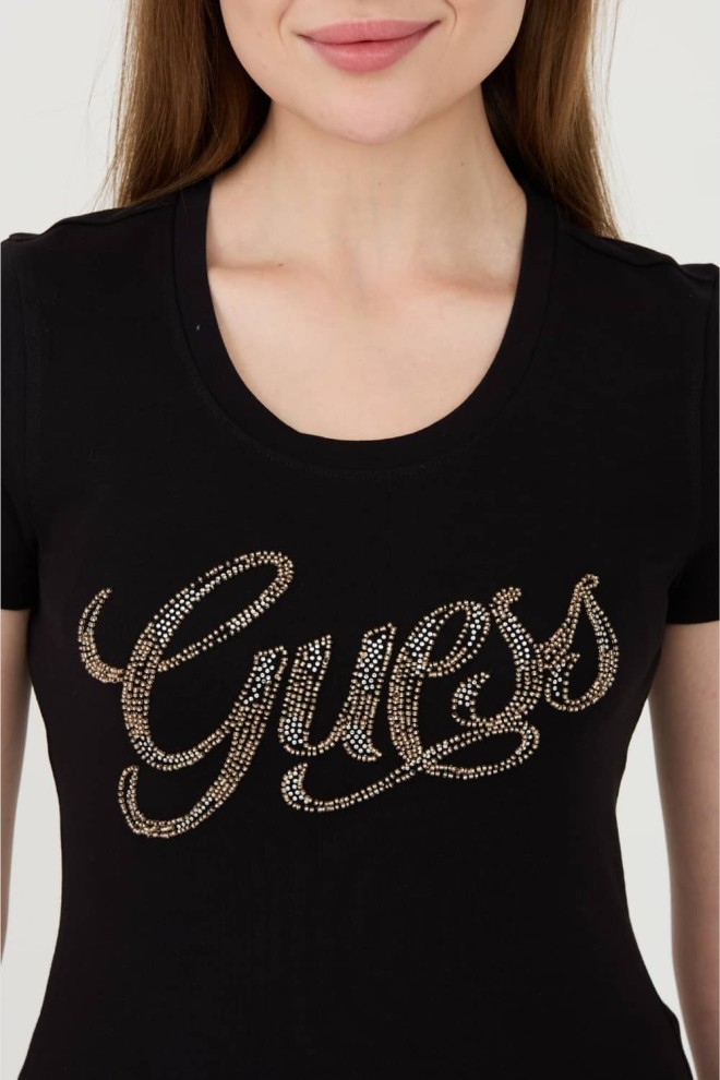 GUESS Tricou negru Script pentru femei