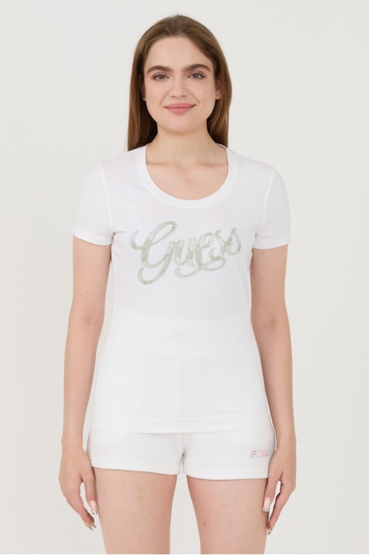 GUESS Tricou alb Script...