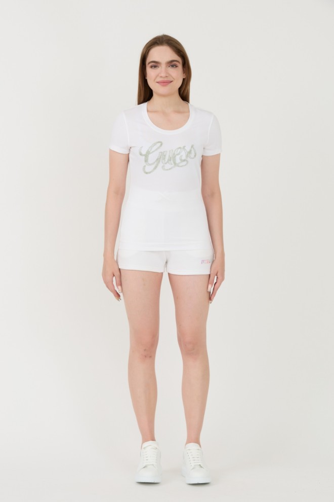 GUESS Biały t-shirt Script