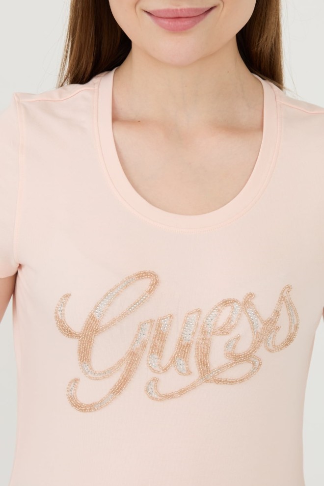 Tricou GUESS Pink Script pentru femei