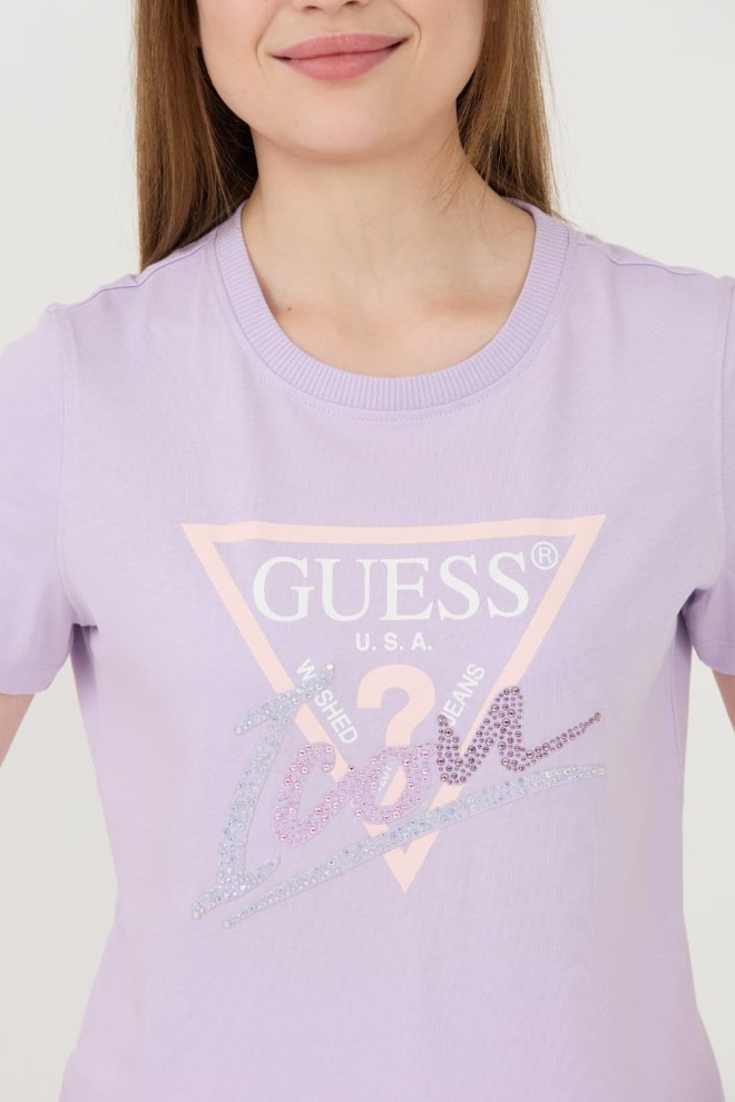 GUESS Lavender Femeii bumbac Icon Tee