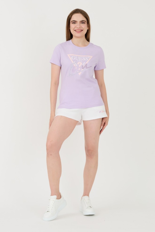 GUESS Lavender Femeii bumbac Icon Tee