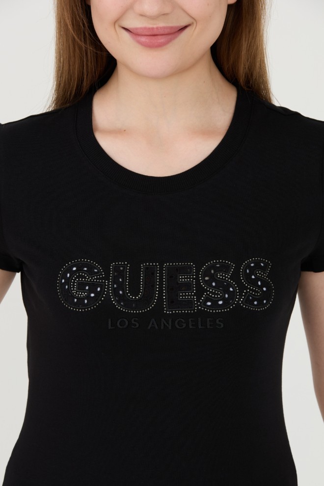GUESS Negru Sangallo Tee pentru femei