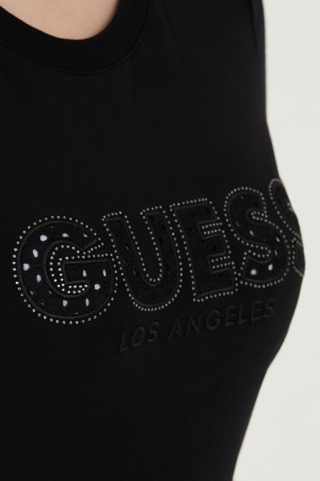 GUESS Negru Sangallo Tee pentru femei