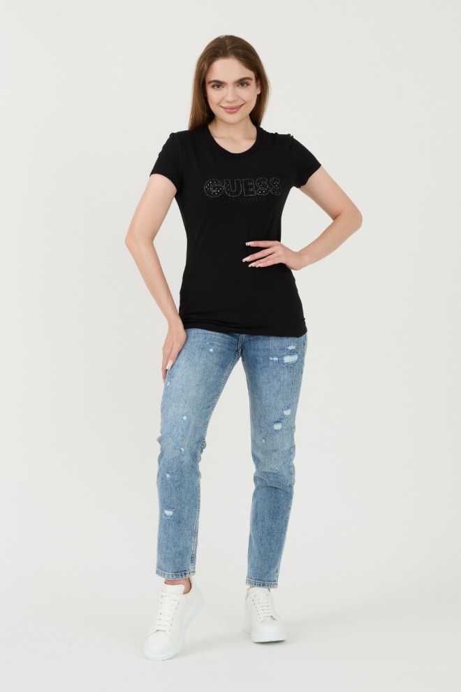 GUESS Negru Sangallo Tee pentru femei