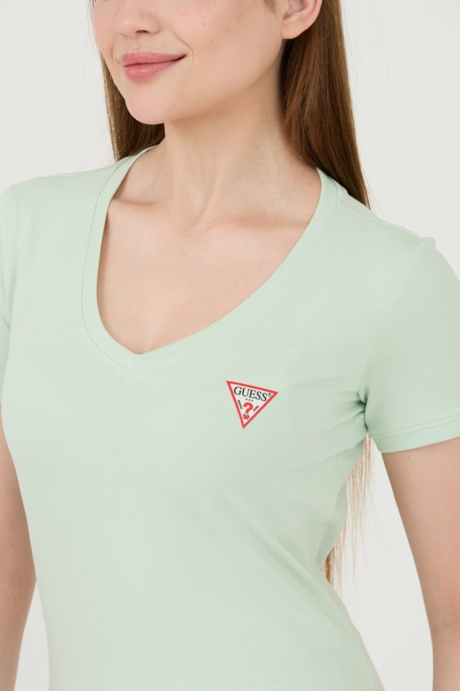 GUESS Miętowy t-shirt Mini Triangle Tee