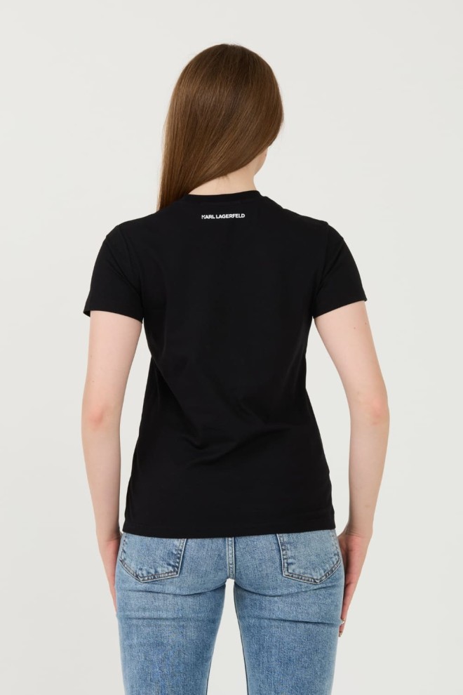 KARL LAGERFELD Black Rhinestone Logo t-shirt