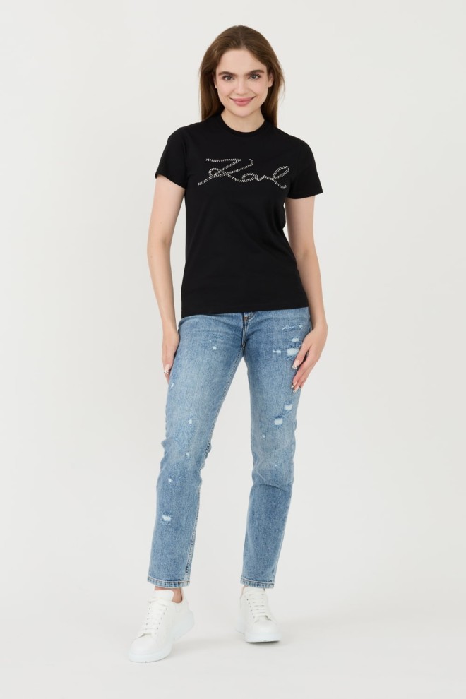 KARL LAGERFELD Black Rhinestone Logo t-shirt