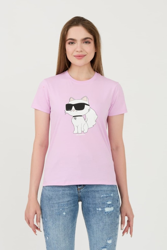 KARL LAGERFELD Lavender Iconic 2.0 Choupette t-shirt