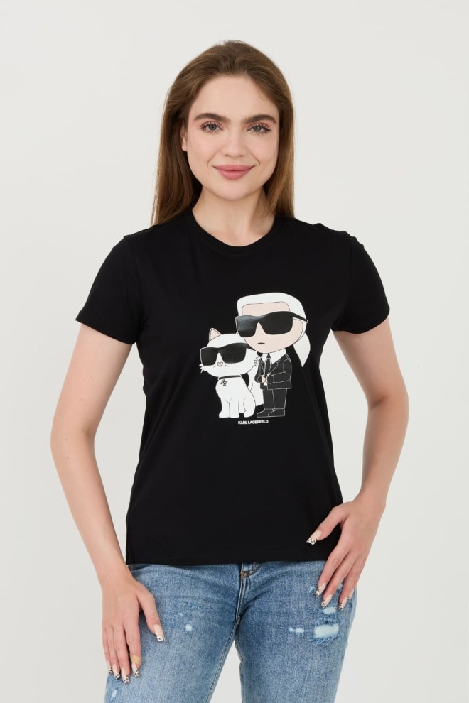 KARL LAGERFELD Чорна футболка Ikonik 2.0