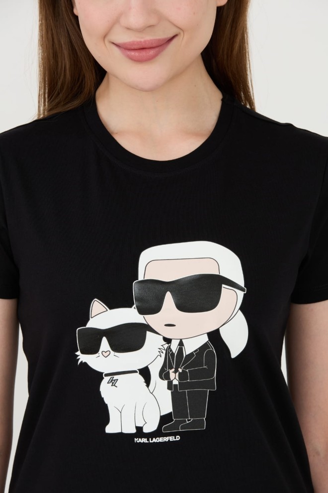 KARL LAGERFELD Чорна футболка Ikonik 2.0