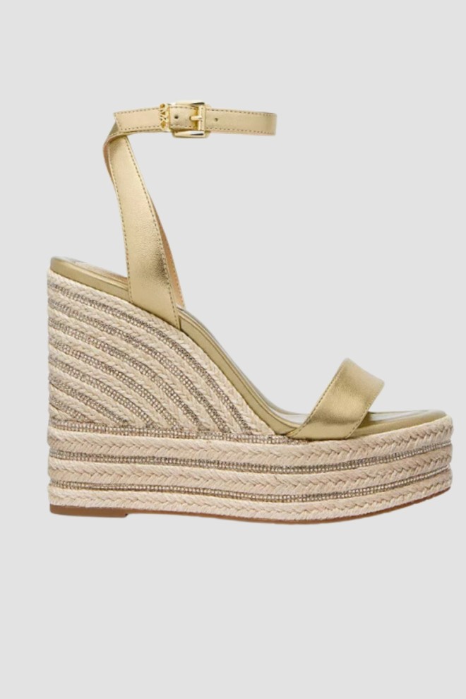 MICHAEL KORS Gold Leighton Wedge platform sandals