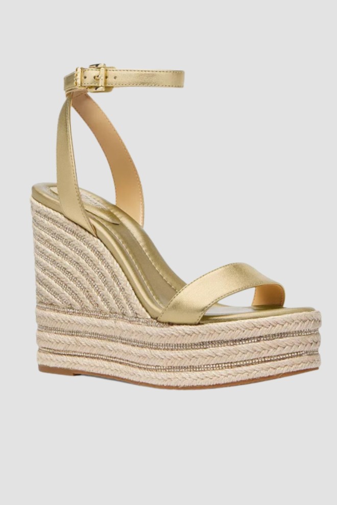 MICHAEL KORS Gold Leighton Wedge platform sandals