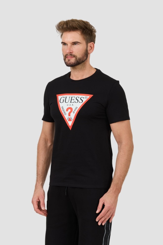 Футболка GUESS чорна з великим логотипом Clsc Tri