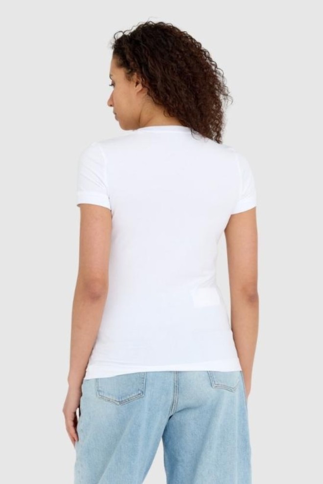 GUESS Mini Triangle Tee din bumbac alb pentru femei