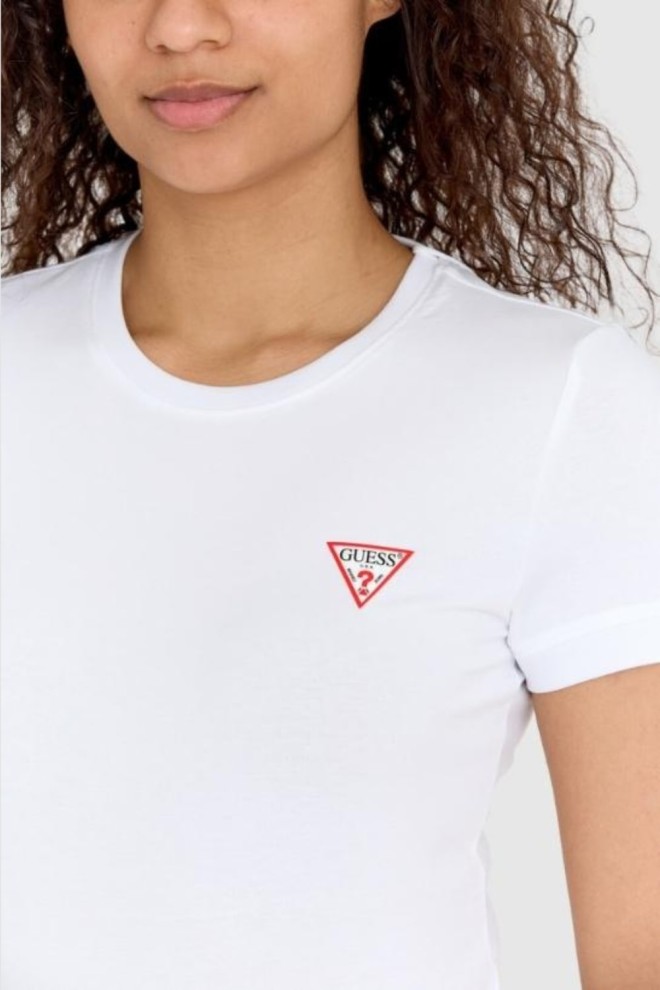 GUESS Mini Triangle Tee din bumbac alb pentru femei