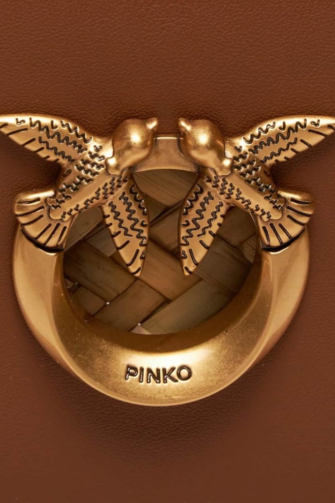 PINKO Beige Love Summer Basket beach bag