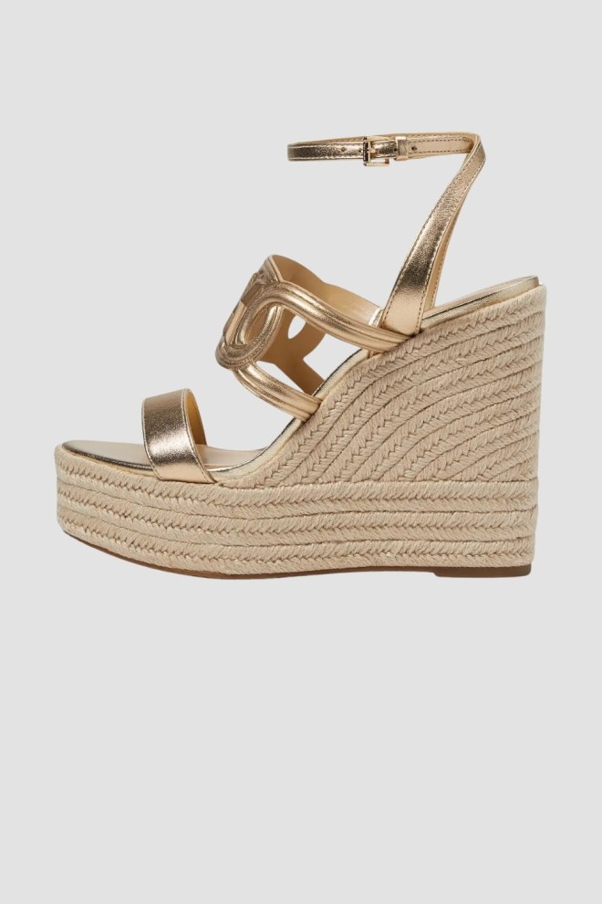 MICHAEL KORS Gold Alma Wedge Espadrille sandale