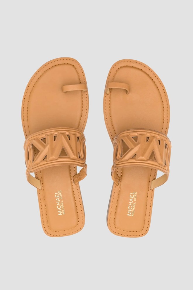 MICHAEL KORS Brązowe klapki Alma Flat Sandal