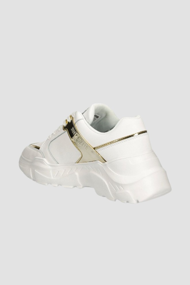 JUST CAVALLI White sneakers with gold Fondo Casper logo