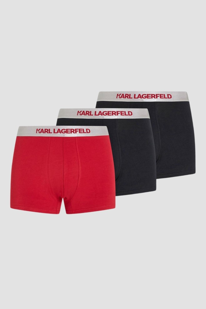 KARL LAGERFELD Set of black and red Metallic boxer shorts 3PACK