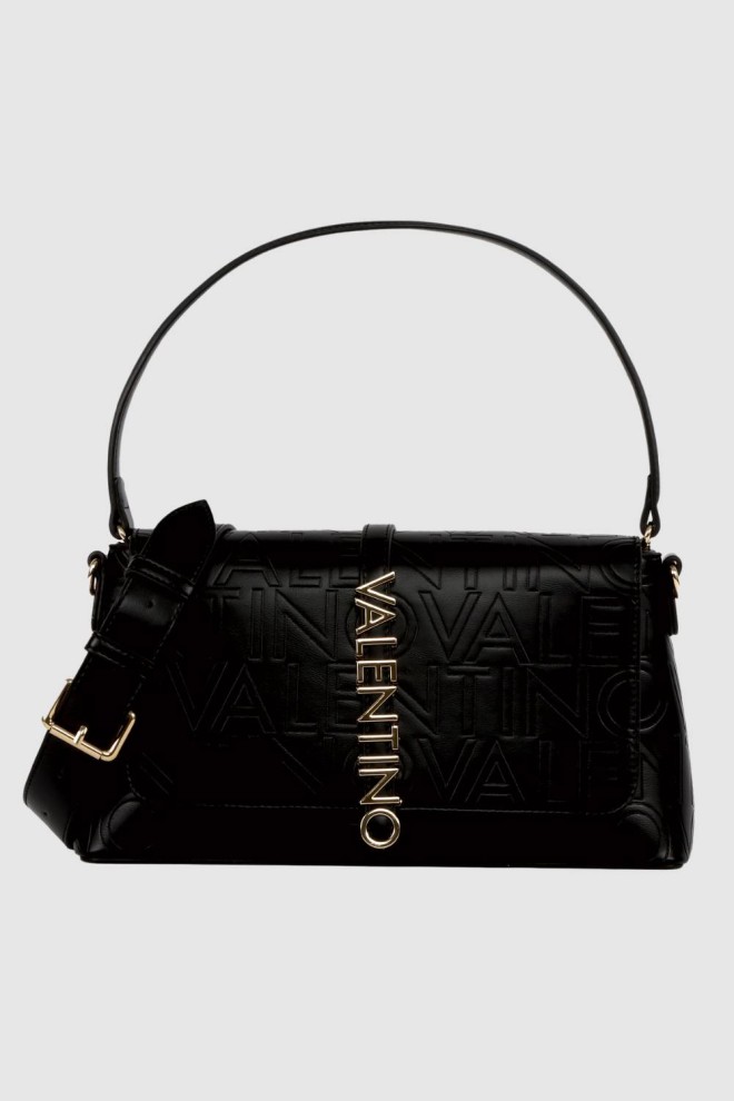 VALENTINO Logowana czarna torebka Lio Re Flap Bag