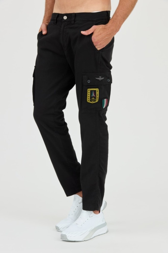 AERONAUTICA MILLITARE Czarne bojówki TROUSERS