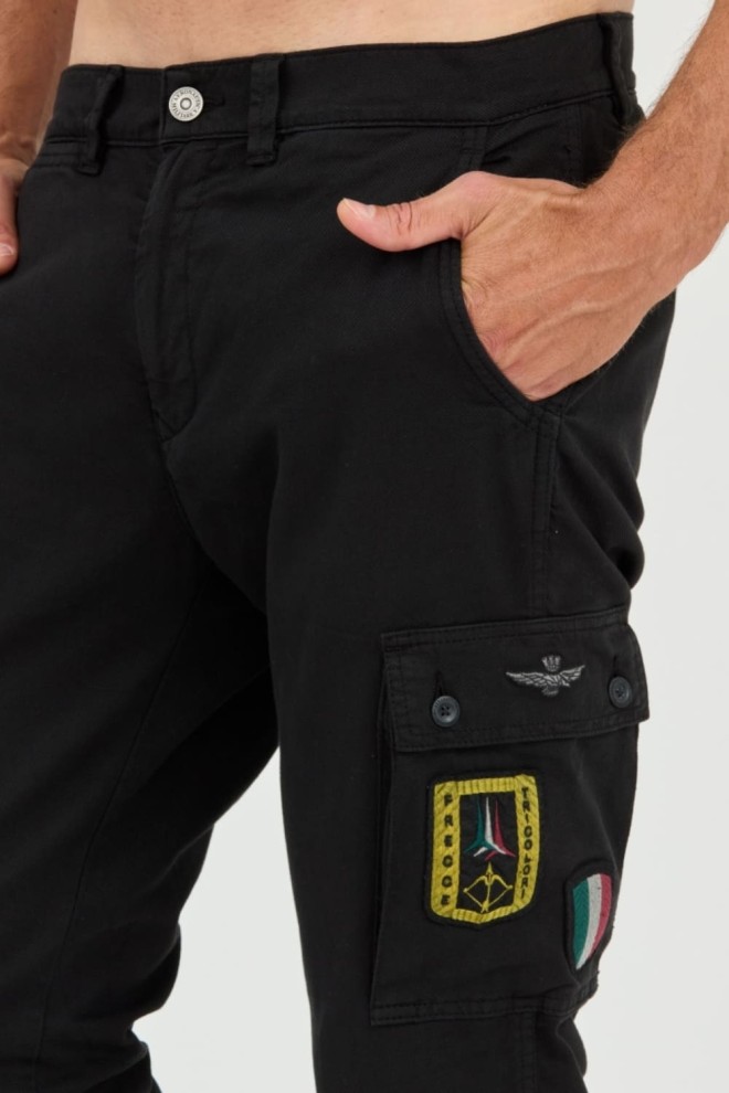 AERONAUTICA MILLITARE Czarne bojówki TROUSERS