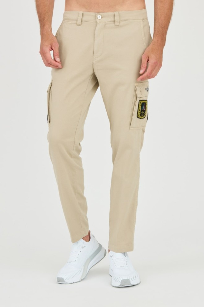 AERONAUTICA MILLITARE Beżowe bojówki TROUSERS