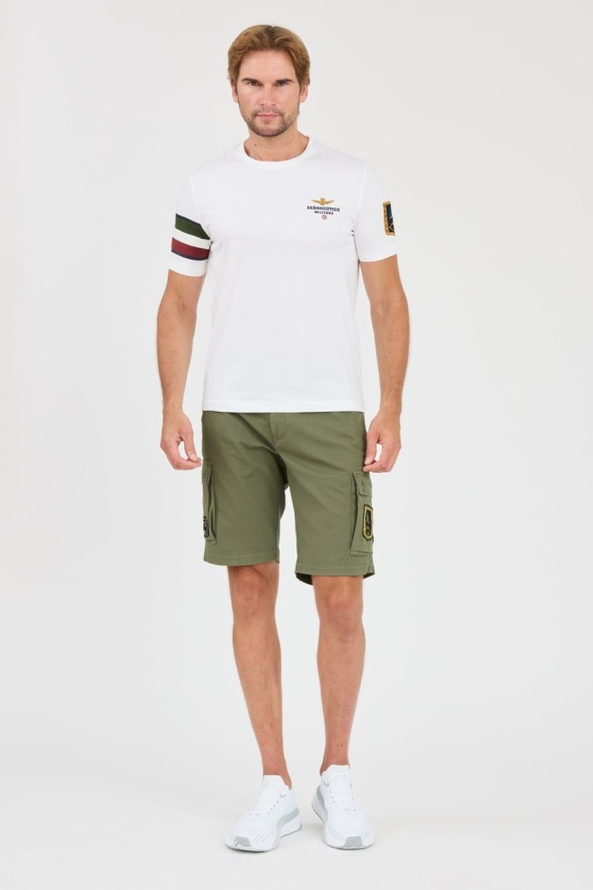 AERONAUTICA MILLITARE White Tricolor and badge t-shirt