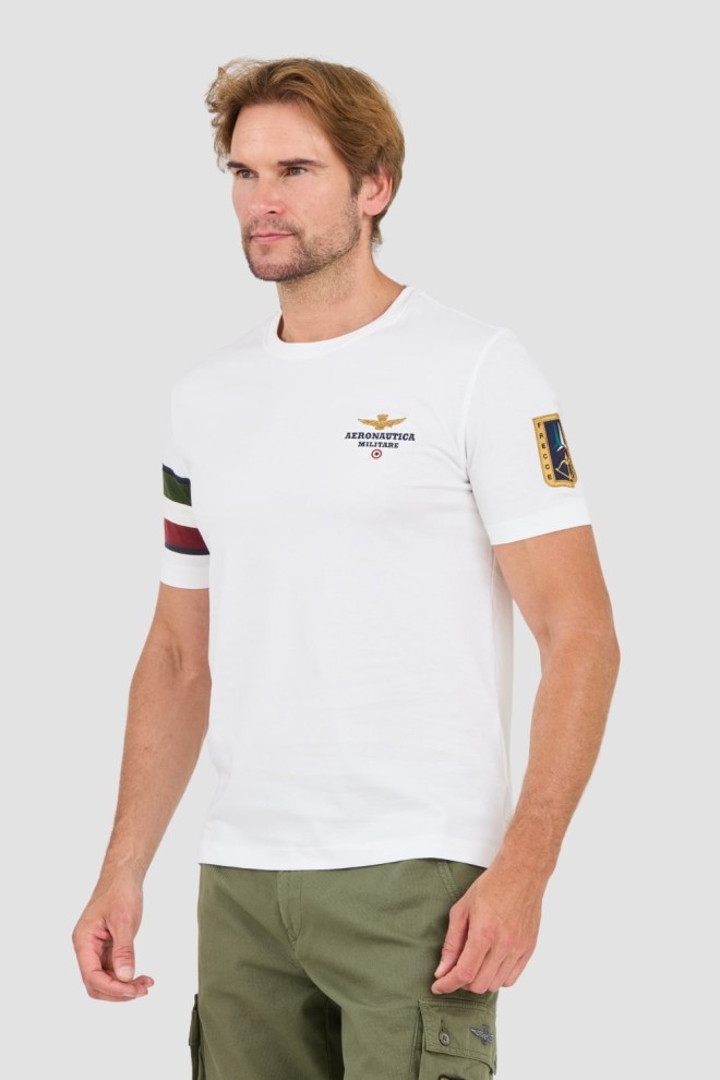 AERONAUTICA MILLITARE Biały t-shirt Tricolor and badge