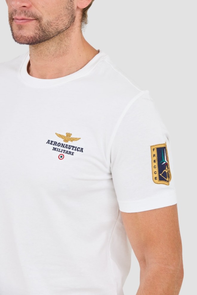 AERONAUTICA MILLITARE White Tricolor and badge t-shirt