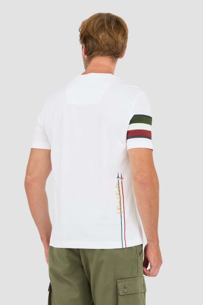 AERONAUTICA MILLITARE Biały t-shirt Tricolor and badge