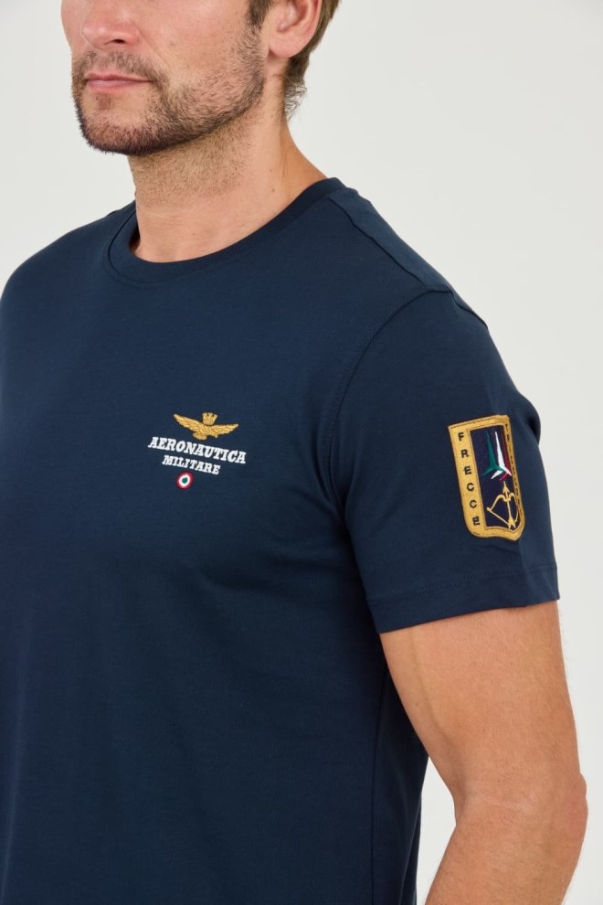 AERONAUTICA MILLITARE Granatowy t-shirt Tricolor and badge