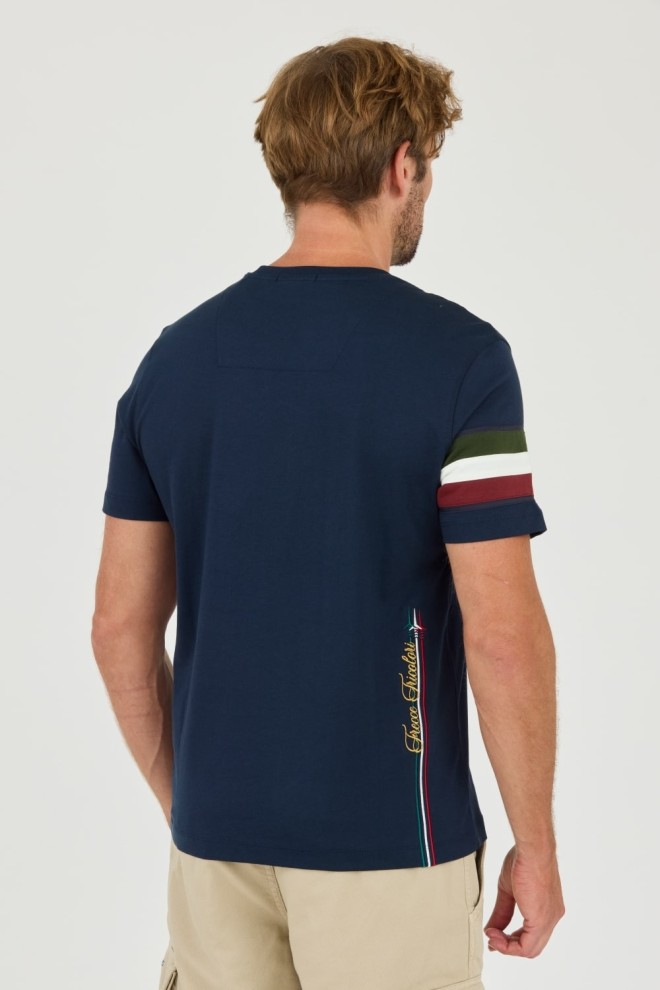 AERONAUTICA MILLITARE Granatowy t-shirt Tricolor and badge