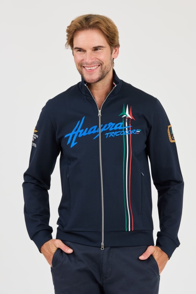 AERONAUTICA MILLITARE Granatowa bluza rozpinana SWEATSHIRT