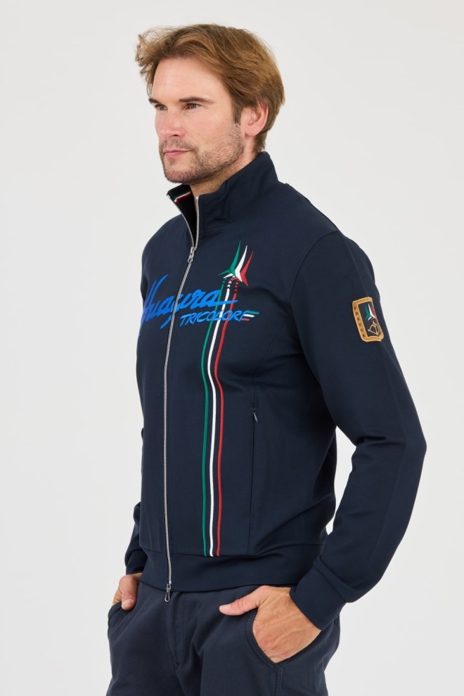 AERONAUTICA MILLITARE Navy blue unbuttoned sweatshirt SWEATSHIRT