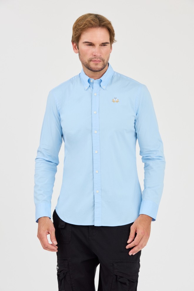 LA MARTINA Blue Poplin Stretch Shirt