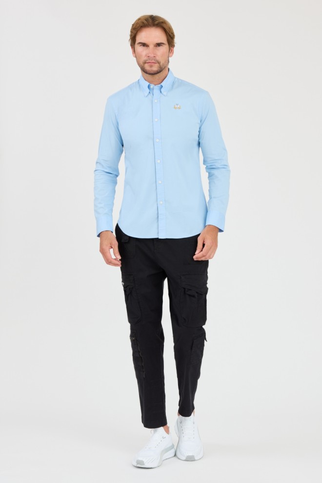 LA MARTINA Blue Poplin Stretch Shirt