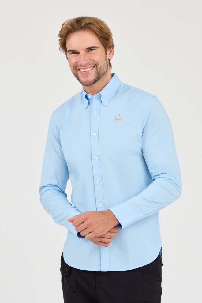 LA MARTINA Blue Poplin Stretch Shirt