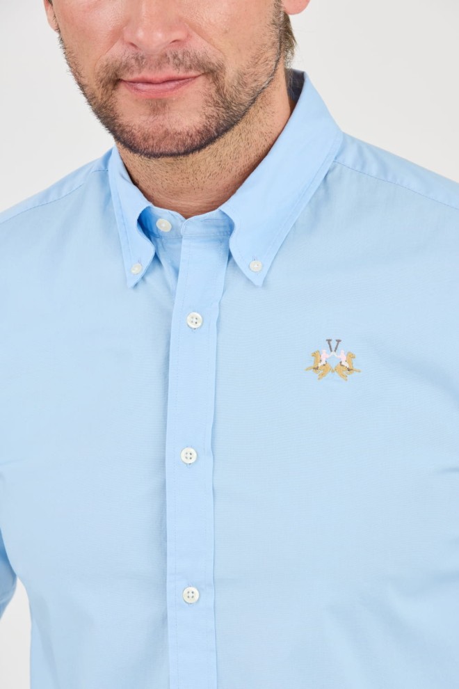 LA MARTINA Blue Poplin Stretch Shirt