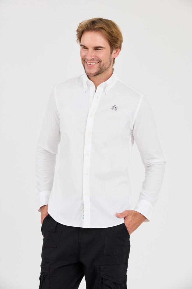 LA MARTINA White Poplin Stretch Shirt