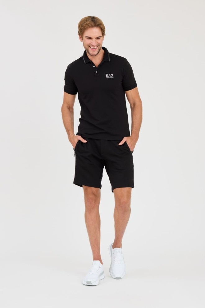EA7 Tricou polo negru pentru bărbați
