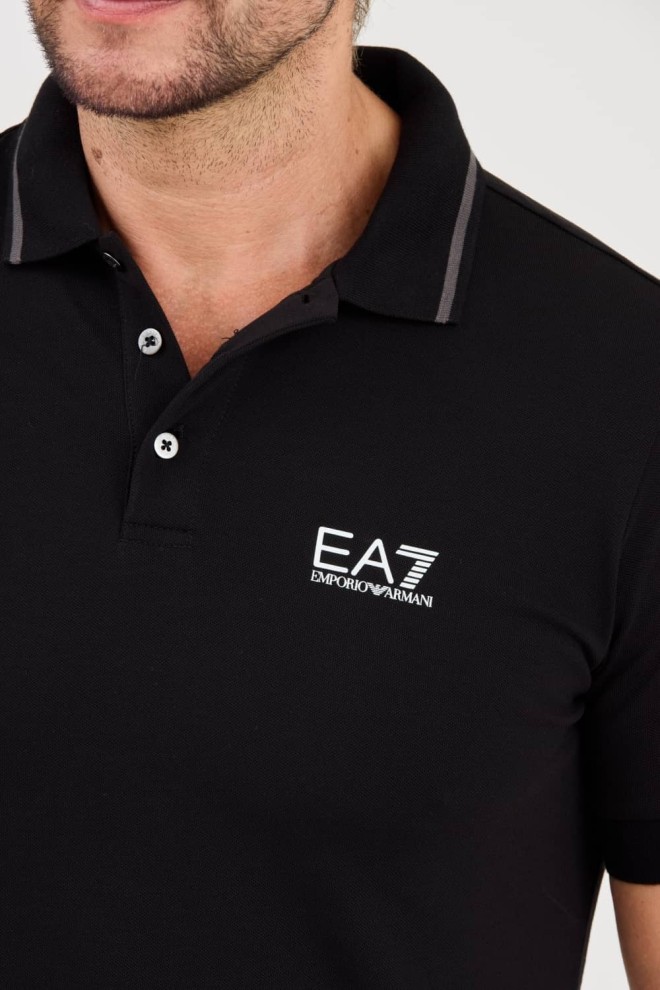 EA7 Black polo shirt